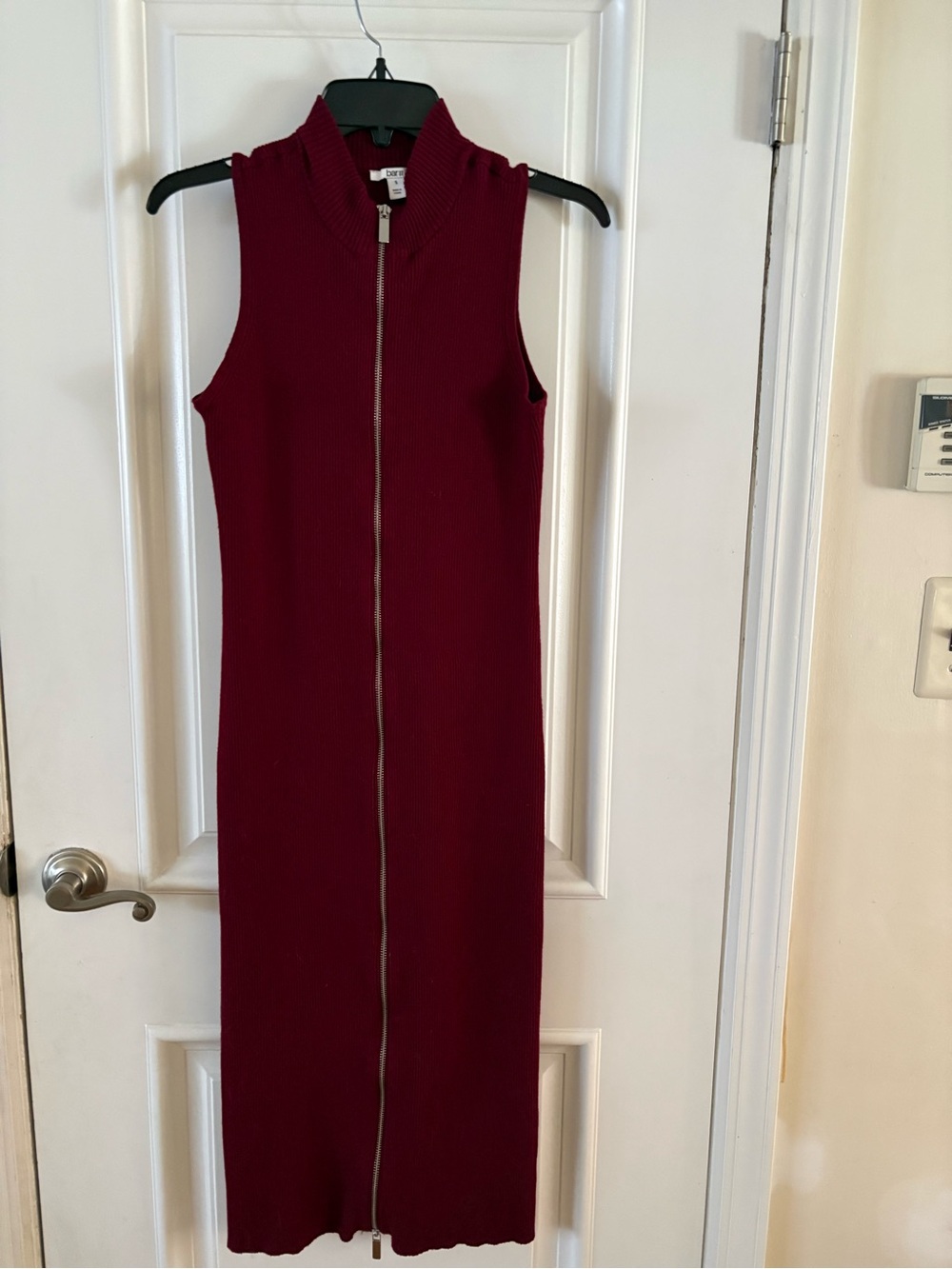 Bar III Sleeveless Zip-Front Wine Midi Dress size S